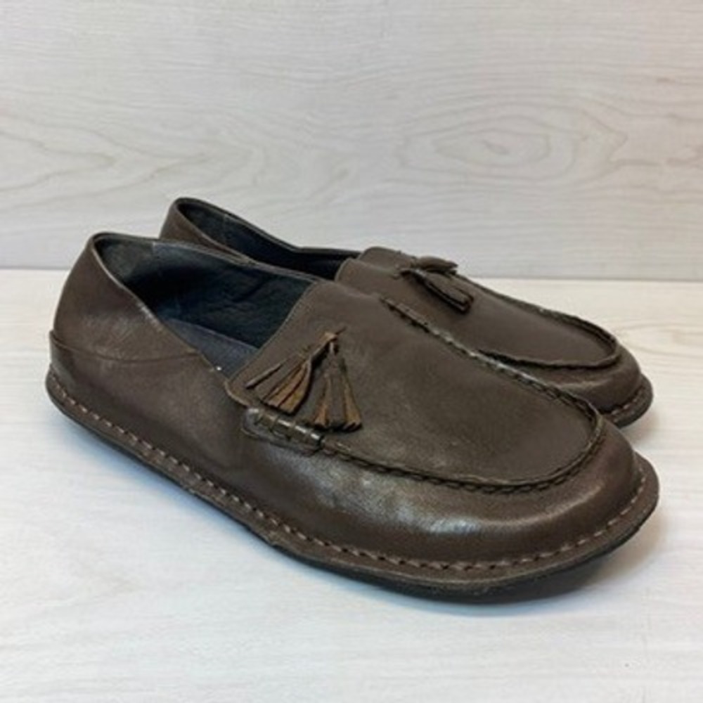 VIBAe Mens 13 Roma Tassel Loafer Ergonomic Brown Leather Slip On Walking Shoe